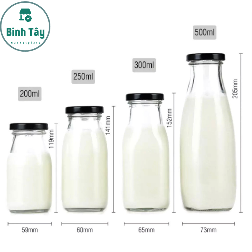 [HCM]3 chai thủy tinh chứa sữa 300ml BT-S030