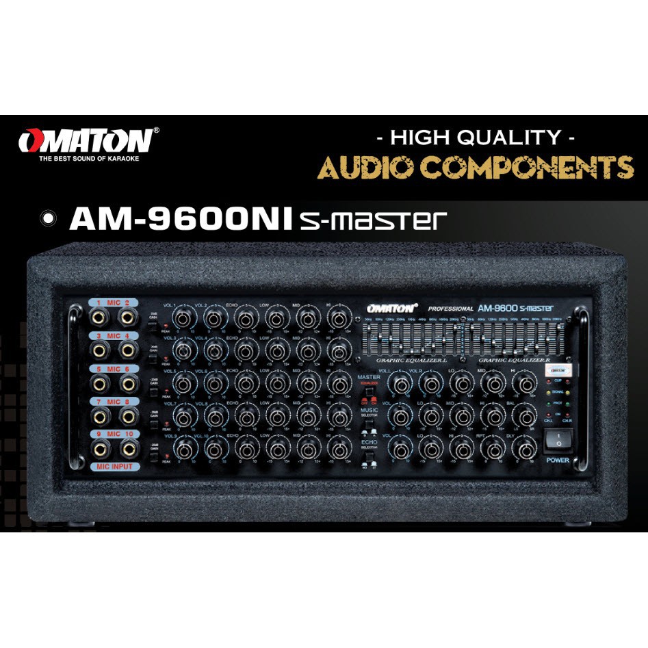Ampli Bluetooth Karaoke Omaton AM-9600NI (Hàng Cao Cấp) - Tặng 2 chống lăn Micro