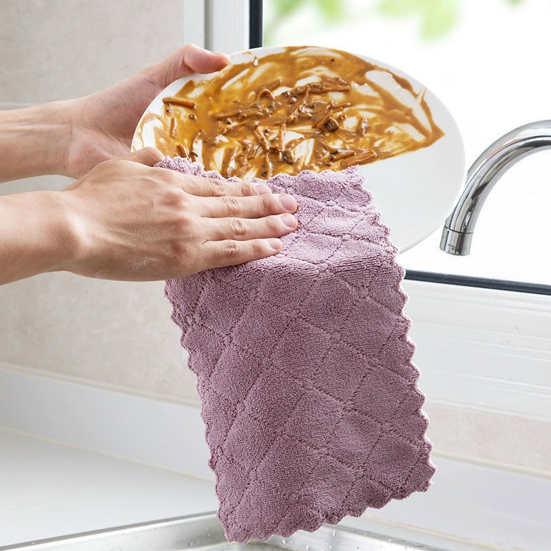 Khăn lau bếp đa năng sét 10 chiếc 2 mặt siêu mềm mịn siêu thấm hút