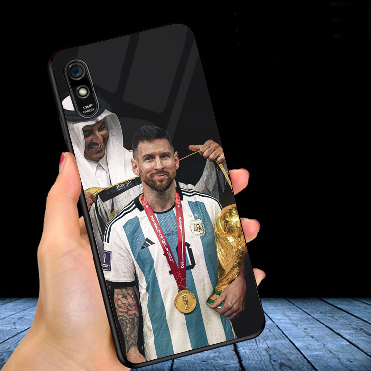 Ốp Lưng XIAOMI REDMI 9A Mặt kính In hình MESSI