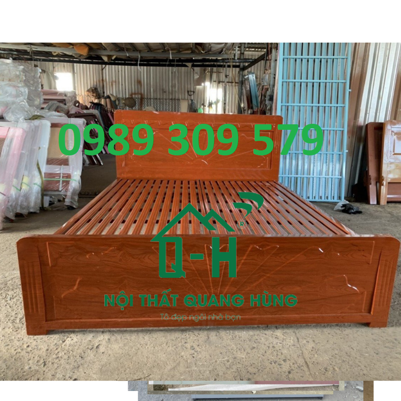 GIƯỜNG SẮT HỘP VUÔNG GIẢ GỖ CAO CẤP HCM