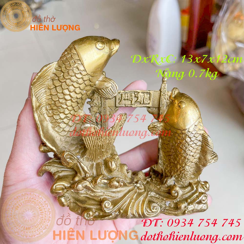 Cá chép vượt vũ môn bằng đồng 2 cỡ phong thủy