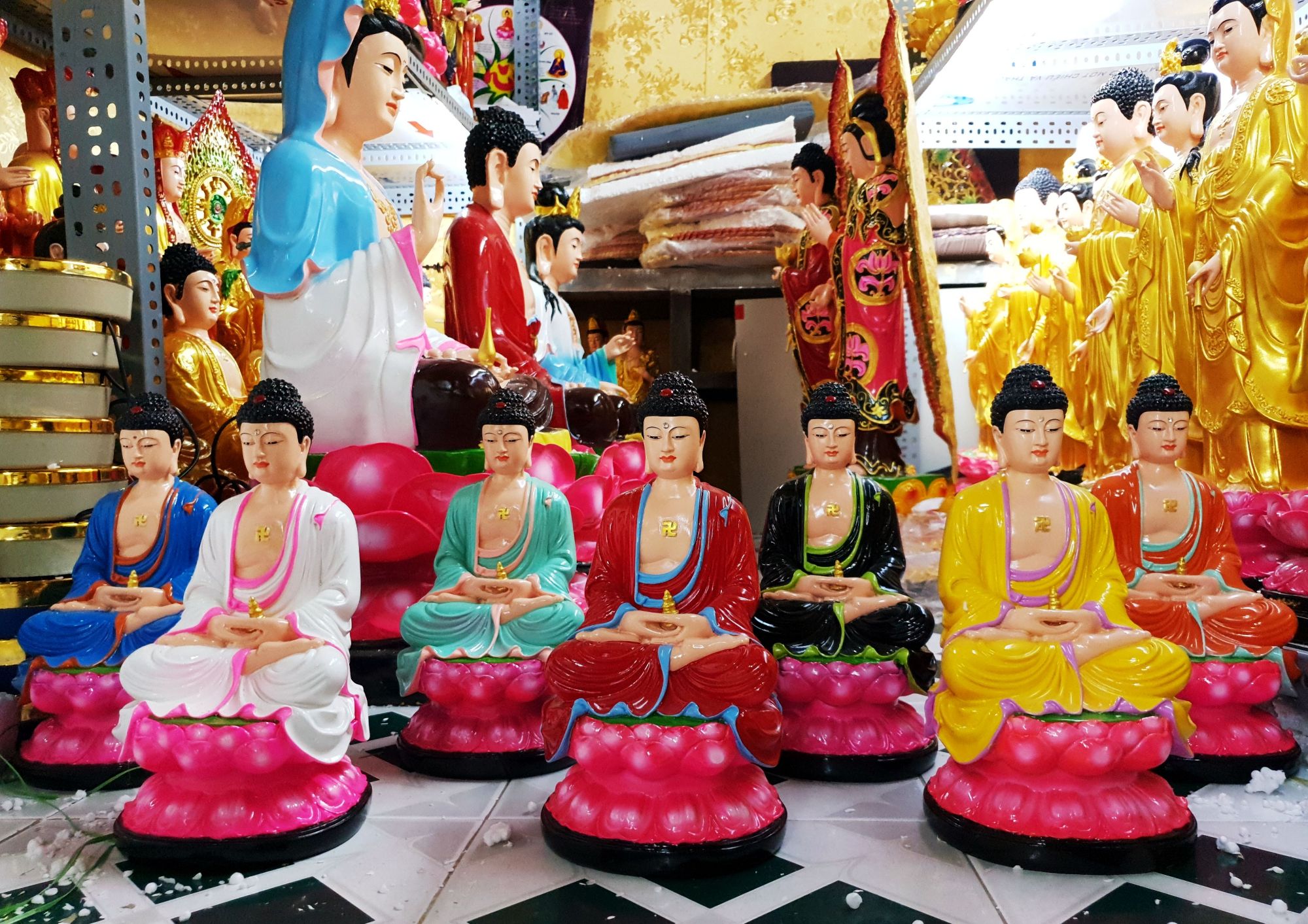 Bộ Dược Sư cao 30cm vẽ màu (khong bao gồm lá đề)
