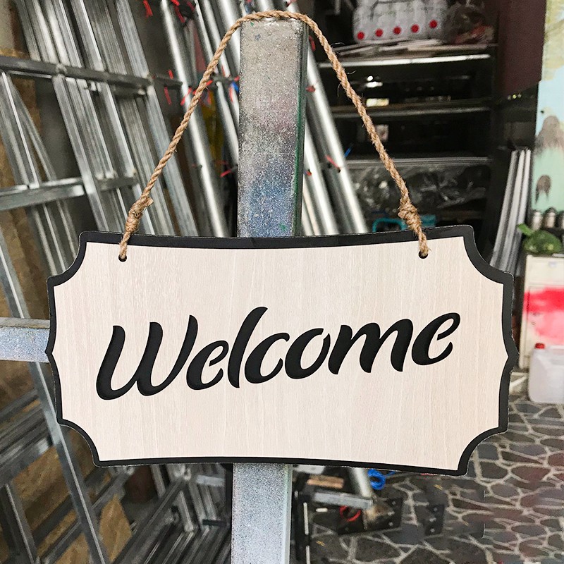 GIÁ GỐC- Tranh gỗ treo tường -Bảng gỗ trang trí welcome F01- CRN -01 đẹp trang trí nhà và quán cafe Trenddecor