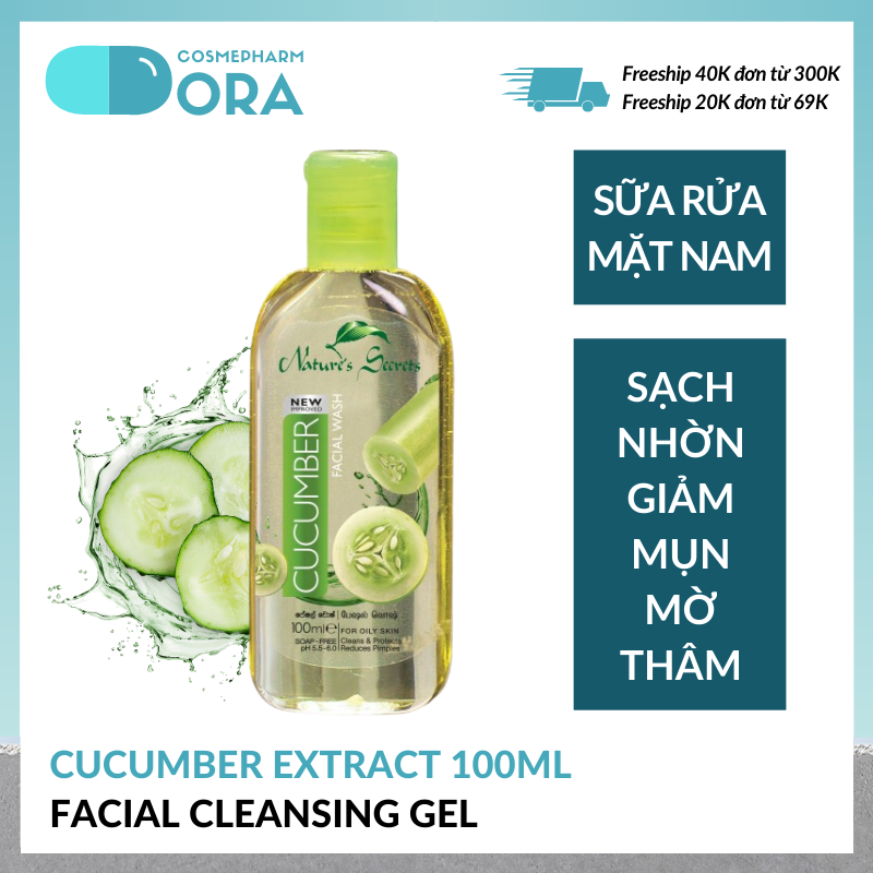 Sữa rửa mặt nam sạch nhờn giảm mụn Cucumber Extract Facial Cleansing Gel 100ml nhập khẩu