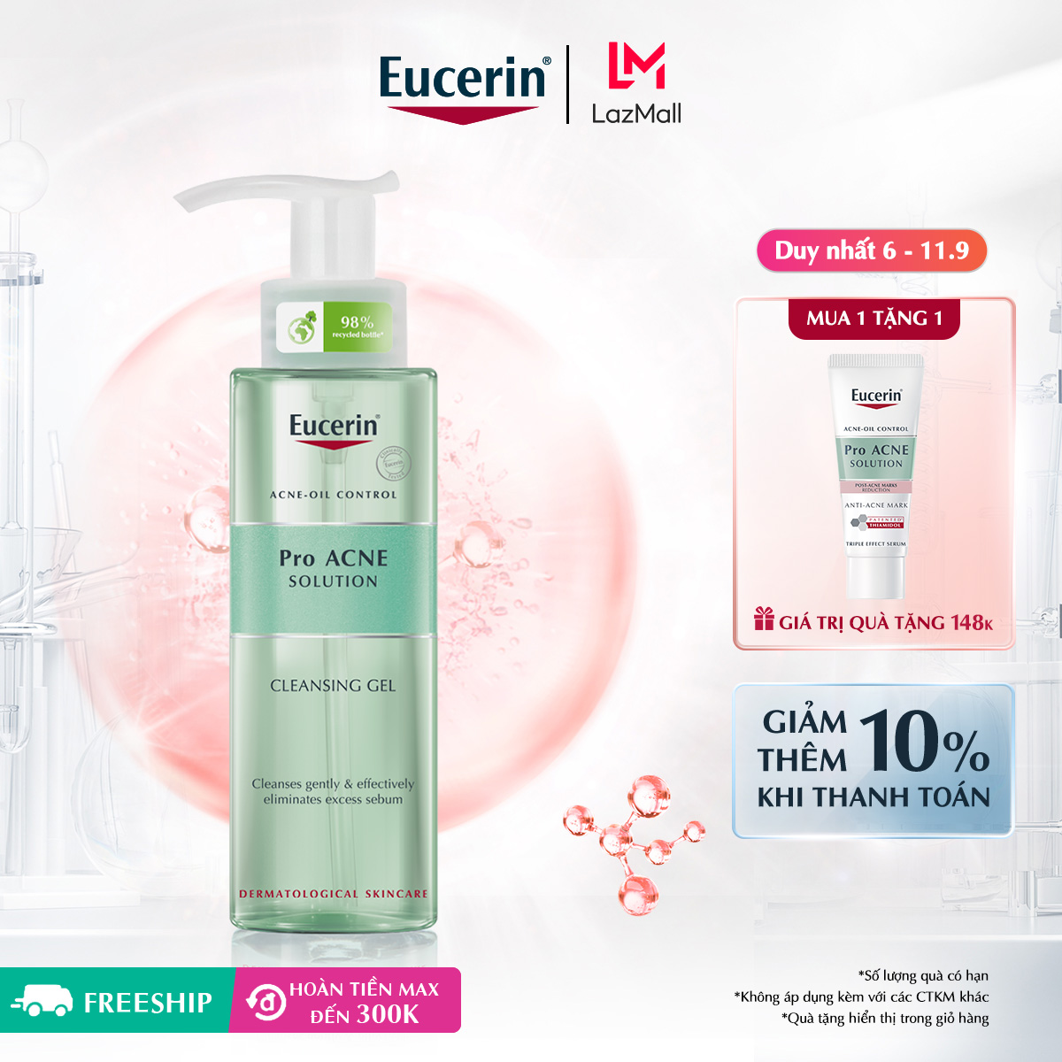 Gel Rửa Mặt Cho Da Nhờn Mụn Eucerin Pro Acne Cleansing Gel 200ml