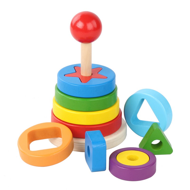 Đồ chơi xếp tháp cầu vồng Montessori