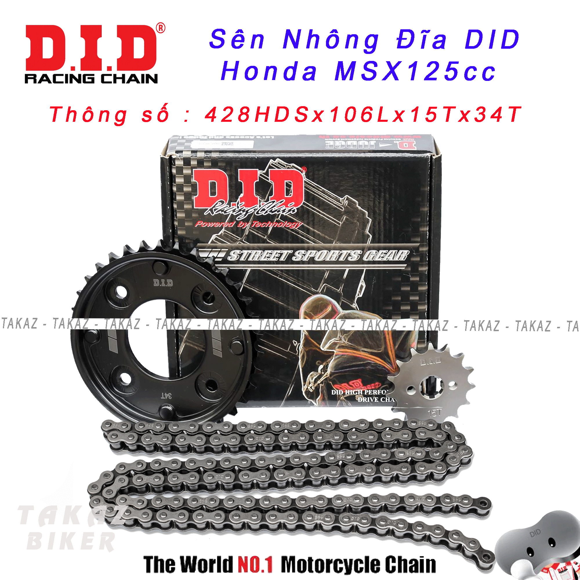 [HCM]Sên Nhông Đĩa DID Honda MSX – Sên đen 10ly DID HDS có che sên Thái Lan 100%