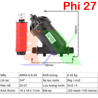 Bộ Lọc Nước Lọc Rác Tưới Cây Phi 27 34 42 48 60 (Lọc Đĩa)