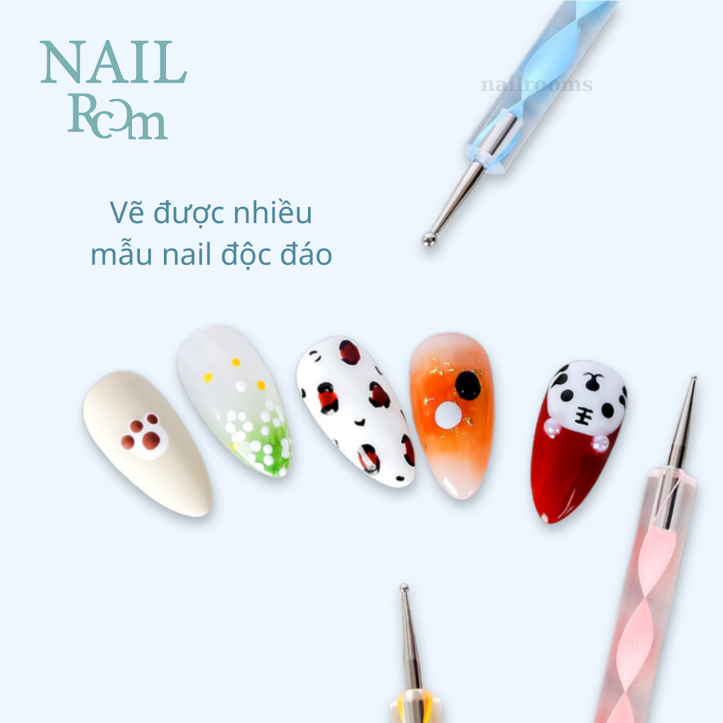 Set 5 cọ chấm bi đủ size 2 đầu - Bút chấm bi vẽ nail