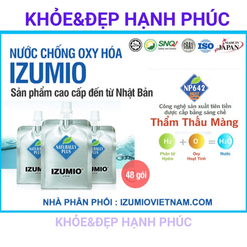 [ CHÍNH HÃNG ] Nước chống oxy hoá Izumio giàu hydro (thùng 48 gói)