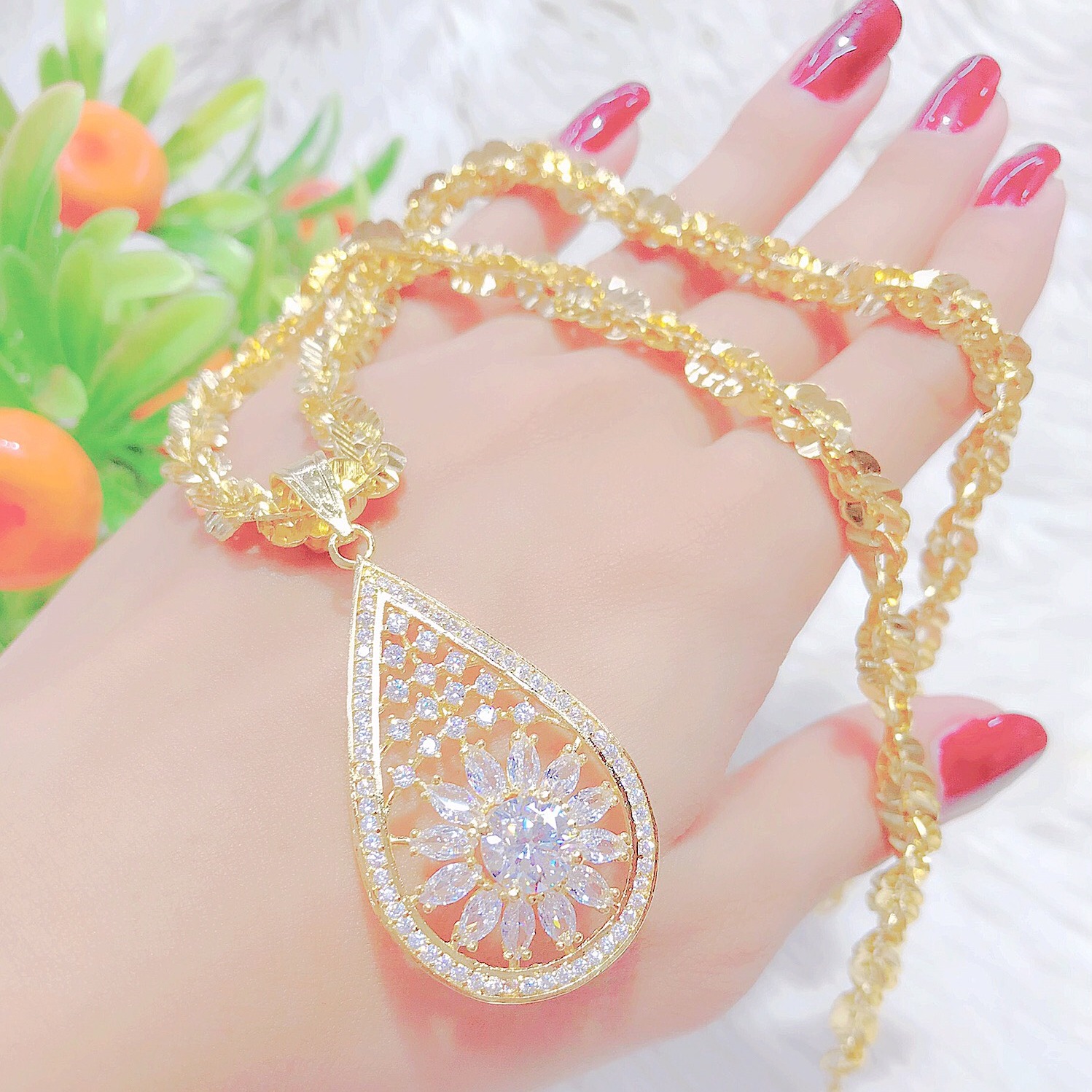 Dây chuyền nữ LILITH mạ vàng 18K JK Silver cho độ sáng lấp lánh cao , không gây dị ứng, thích hợp đi tiệc cực sang chảnh, day chuyen bac dep ,trang suc vang non U.daychuyen63 m27d23 60R