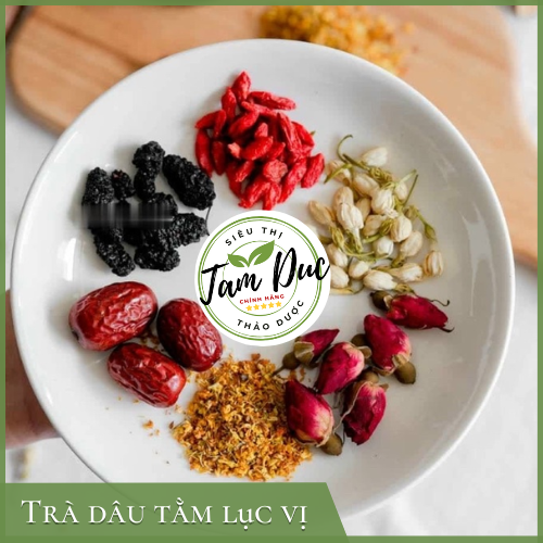 [SALE] Trà dâu tằm lục vị(dâu tằm, hoa quế, kỳ tử, nụ nhài,nụ hồng, táo đỏ) set túi& hộp