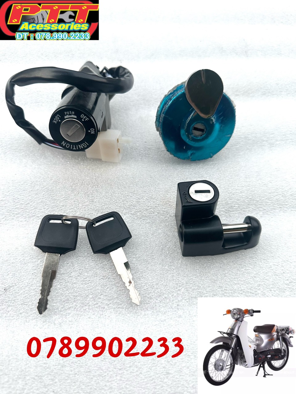 BỘ Ổ KHOÁ XE CUB MỚI ( TÂY Á )