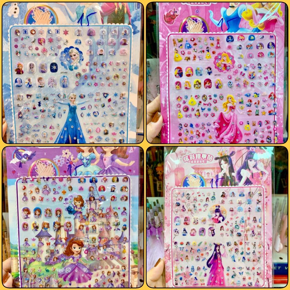 [MUA 2 GIẢM 5%]Vỉ Sticker Dán Móng Tay Đính Kim Sa Cho Bé Gái