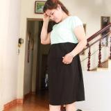 Đầm bầu công sở thiết kế phối 2 Xanh ngọc