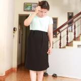 Đầm bầu công sở thiết kế phối 2 Xanh ngọc