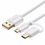 Dây cáp USB 2.0 to type-C và micro USB mạ vàng US142 30171 1M Trắng