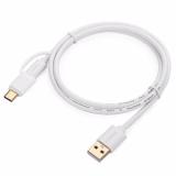 Dây cáp USB 2.0 to type-C và micro USB mạ vàng US142 30171 1M Trắng