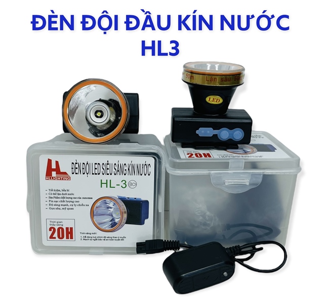 Đèn đội đầu HL3 (2 chế độ sáng), tầm sáng mạnh, xa