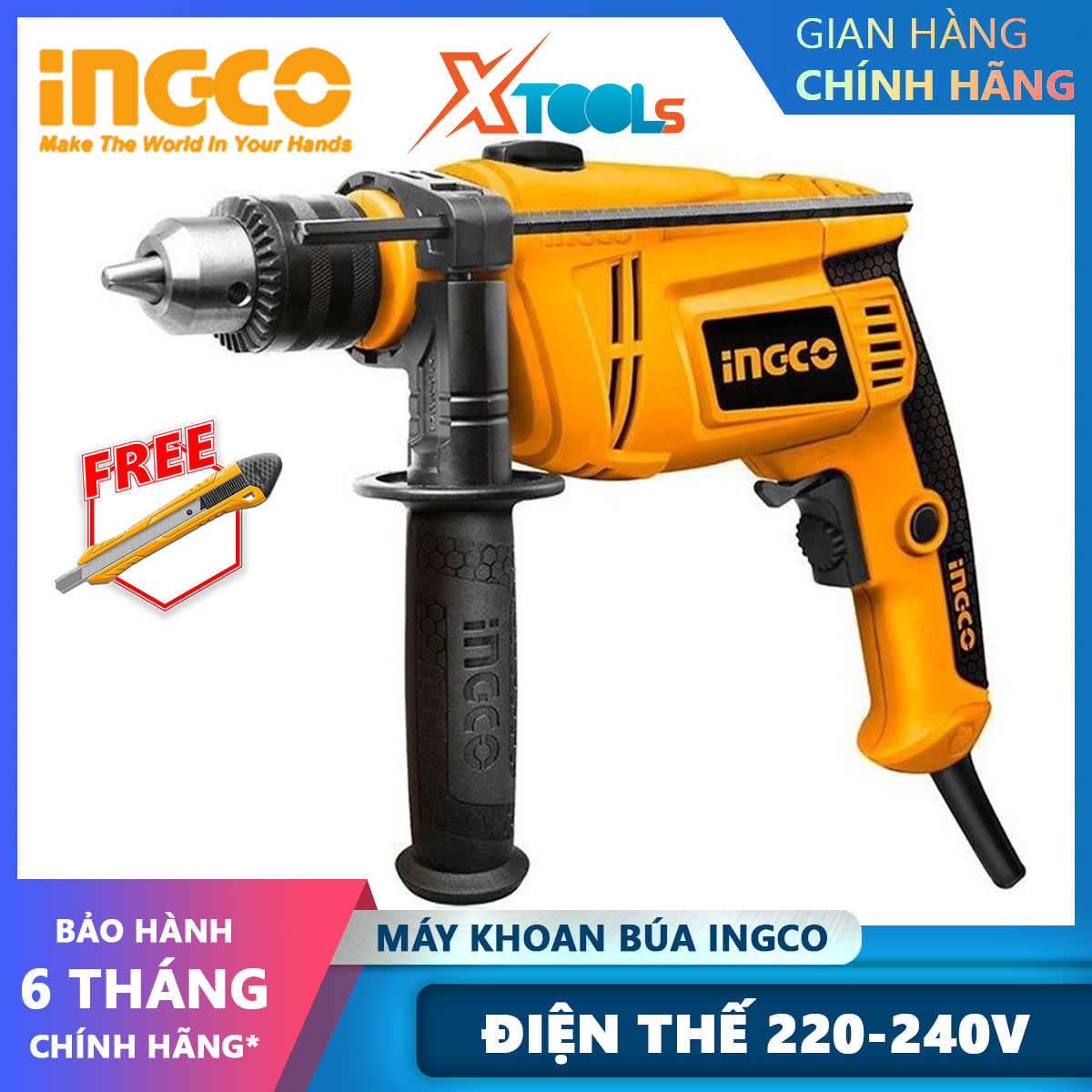 Ingco id7508e 13mm hammer drill bit 750W speed 3000 rpm with speed regulation reversing motor drill function xtools