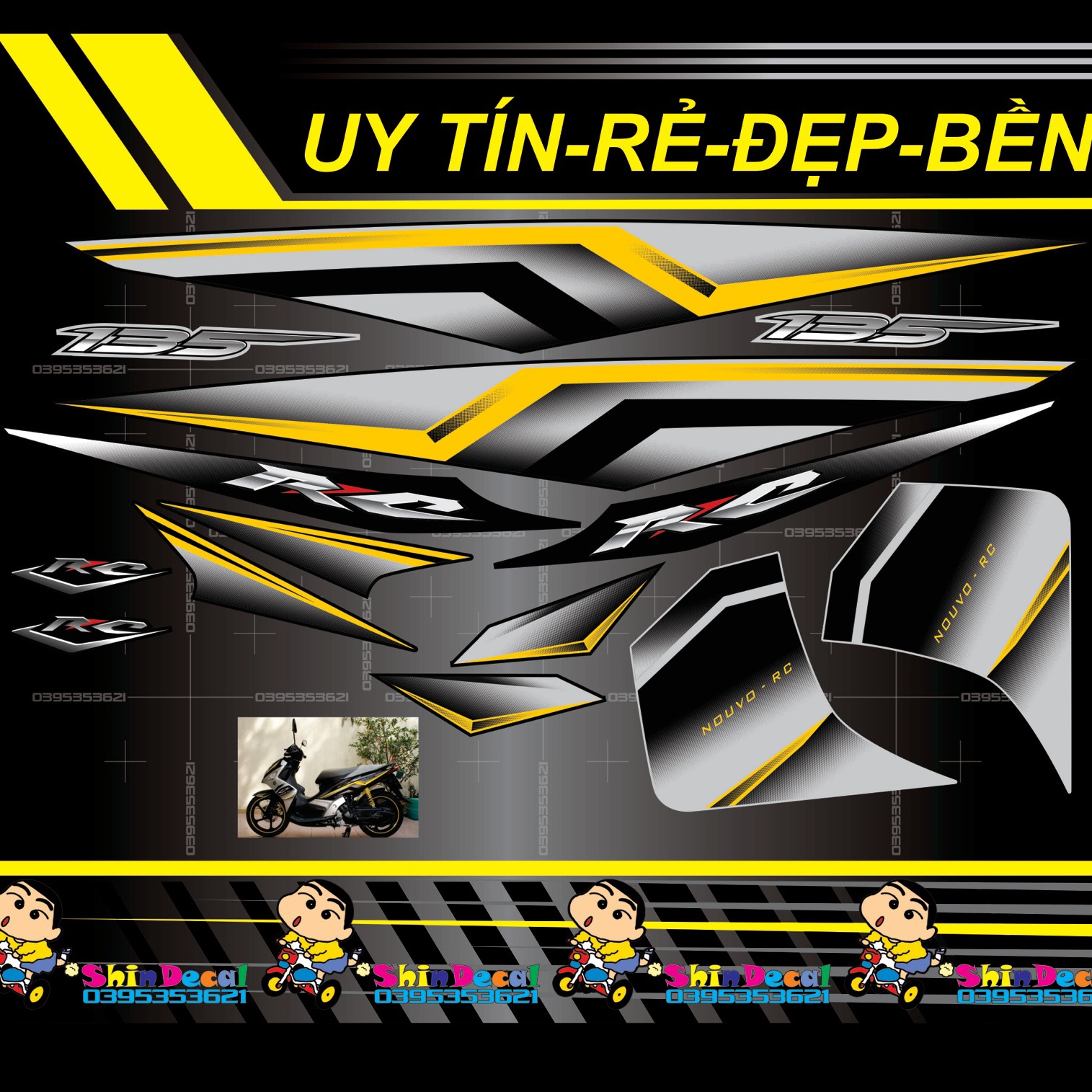 Tem rời nouvo lx xám đen in