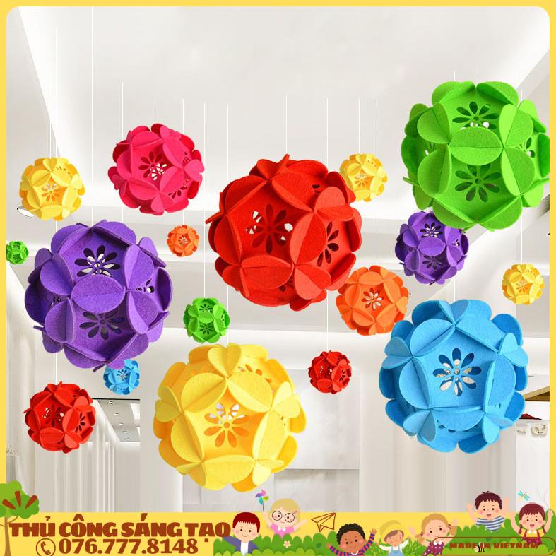 Lồng đèn Cẩm tú cầu nỉ trang trí 10 cm