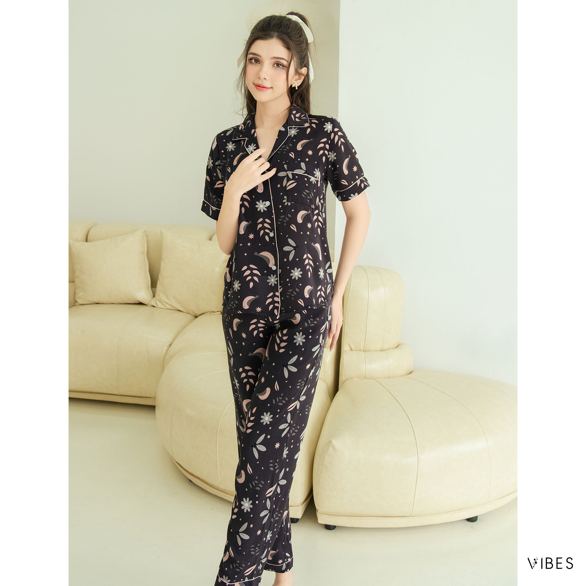Vibes High-Quality Mango Silk Long Pajama Set Alize X Seava Long Py Set
