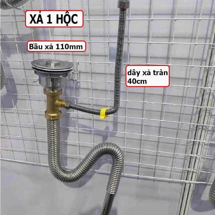 bộ xả (xi phông) chậu rửa chén bát đơn 1 hố inox