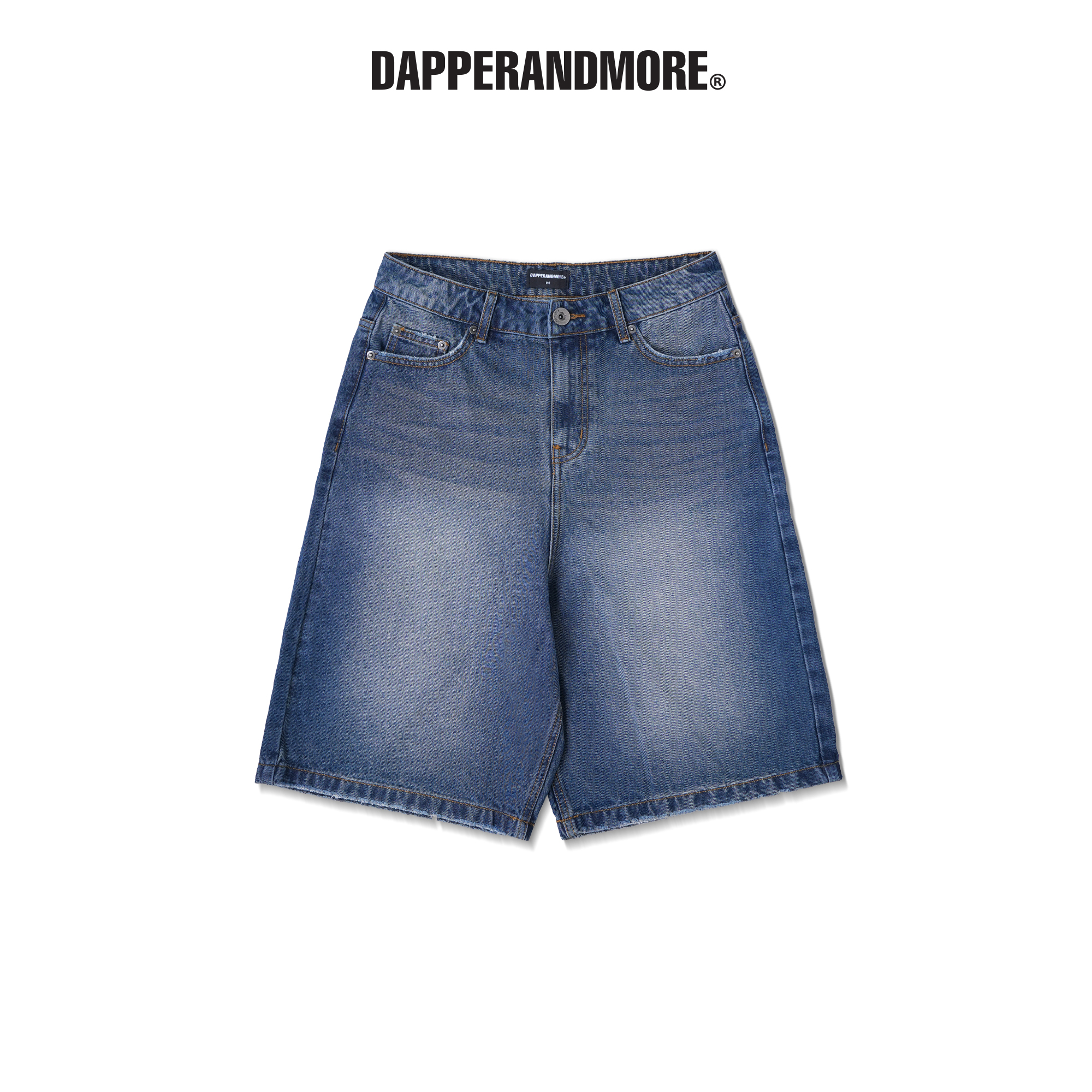 Quần Short Jean DAPPERANDMORE Washed Denim Form Lửng - Xanh Blue