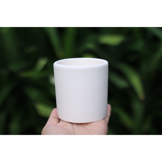 Chậu đất nung trắng trụ - Chậu trồng sen đá