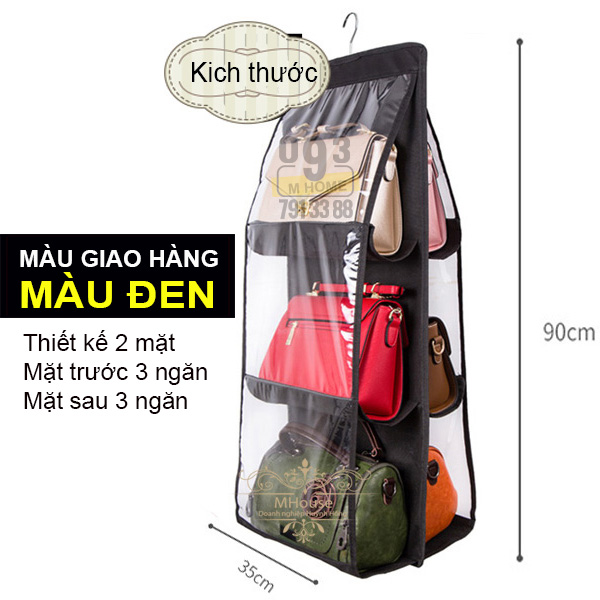 Bags Detachable 6 Compartment Organizer Pouch Hanging Handbag Organizer Clear Purse Bag Collection Storage Bag Holder Wardrobe Closet