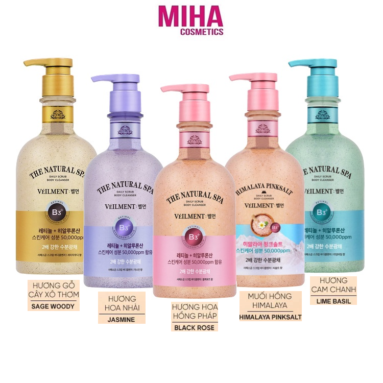 Sữa tắm có hạt tẩy tế bào chết on the body veilment natural spa 600g hàn quốc