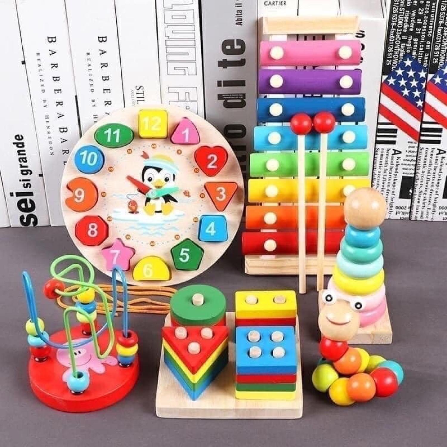 Combo 6 món đồ chơi gỗ thông minh baostore triển tư duy, trí tuệ cho bé - ảnh sản phẩm 1