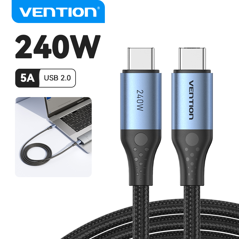Vention 240w usb c 4.0 to ubs c cable fast charging cord for switch macbook air 2020 samsung s22+ note 20 s10 laptops usb 4.0 type c to usb 4.0 type c cable
