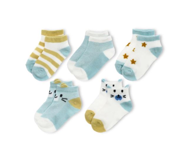 Set 5 đôi tất vớ sơ sinh cotton co giãn cho bé 0-12 tháng