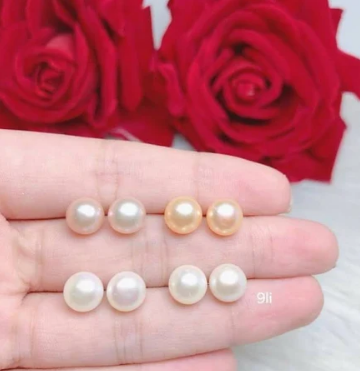 [HCM]Đôi bông tai ngọc trai thật đẹp y hình ngọc trai nuôi thật 100% (9 ly màu trắng )