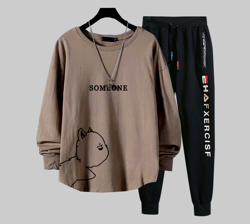 [Mẫu Mới 2021] Bộ Quần Áo Nam Áo Thun Dài Tay Cổ Tròn Họa Tiết Hình Con Mèo In Chữ SOMEONE Quần Jogger Nam Bo Gấu In Chữ Phong Cách Thể Thao Thời Trang FrancisB TOP NAM 136V1 + QUAN NAM 069V1