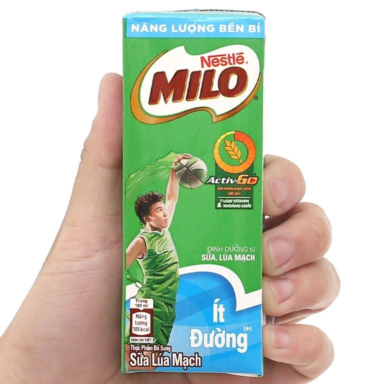 Lốc 4 hộp sữa lúa mạch cacao ít đường Milo Active Go 180ml