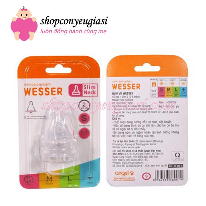 [HCM]Núm Ty Wesser SIlicon Cổ Hẹp  - New - Size S M L + - Vĩ 2 cái