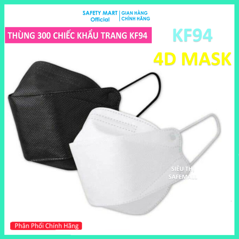 [Bán Chạy] Thùng 300 Chiếc Khẩu Trang KF94 4D Mask 4 Lớp Kháng Khuẩn Công Nghệ Hàn Quốc Ngăn Ngừa Virus Bụi Mịn PM2.5 Chống ô nhiễm không khí - Hàng Chính Hãng SAFETY MART OFFICIAL