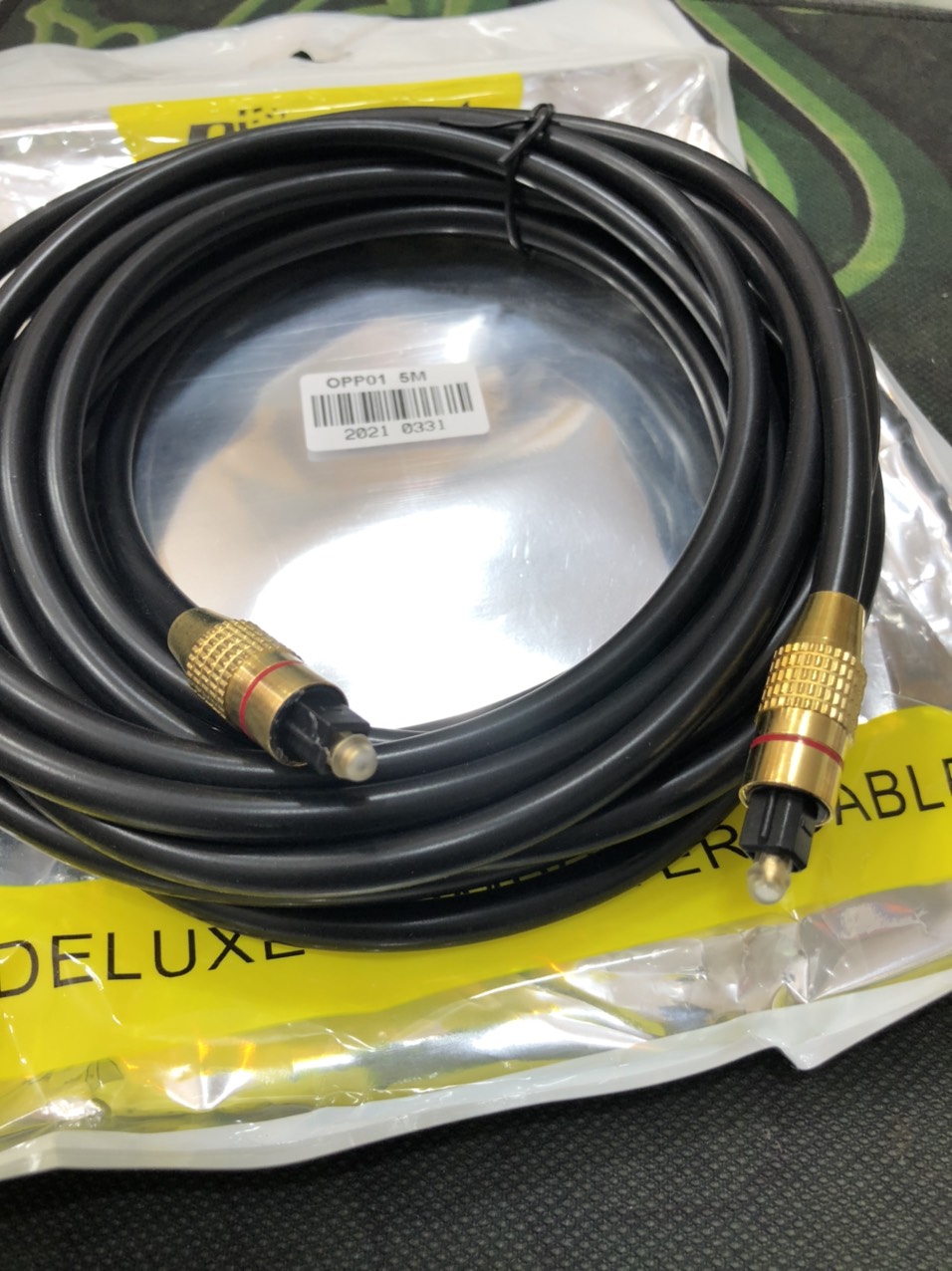 Cáp quang optical dài 5 mét đầu màu vàng dây đen