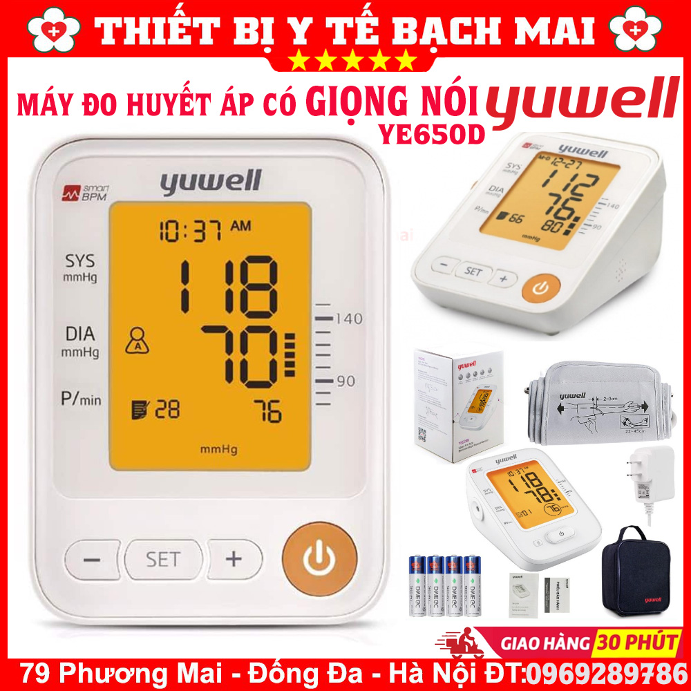 Máy đo huyết áp yuwell ye650d có giọng nói tiếng việt - bảo hành 05 năm