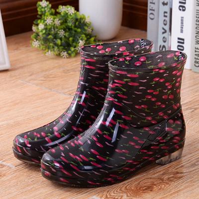 Sepatu karet cacat sepatu anti air Sepatu Pendek Musim semi dan musim panas Tahan Air Sedang wanita saat Boots sepatu hak perempuan