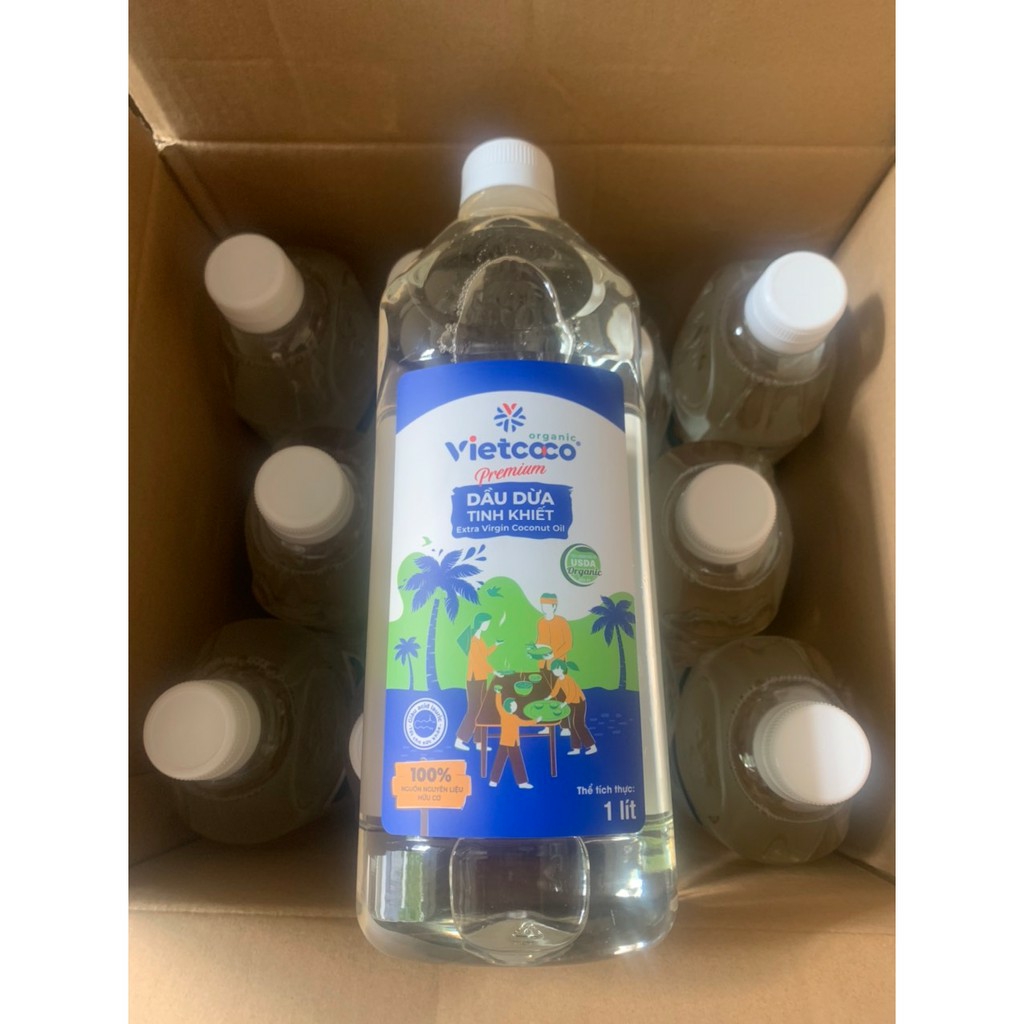Dầu Dừa Tinh Khiết Organic 100% VietCoCo Chai 1000ml