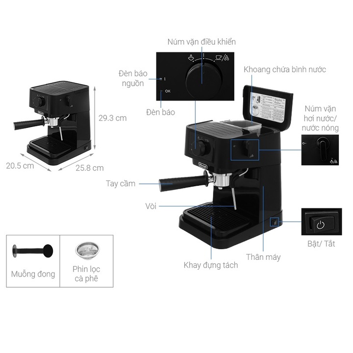 Máy pha cà phê Espresso Delonghi EC235.BK