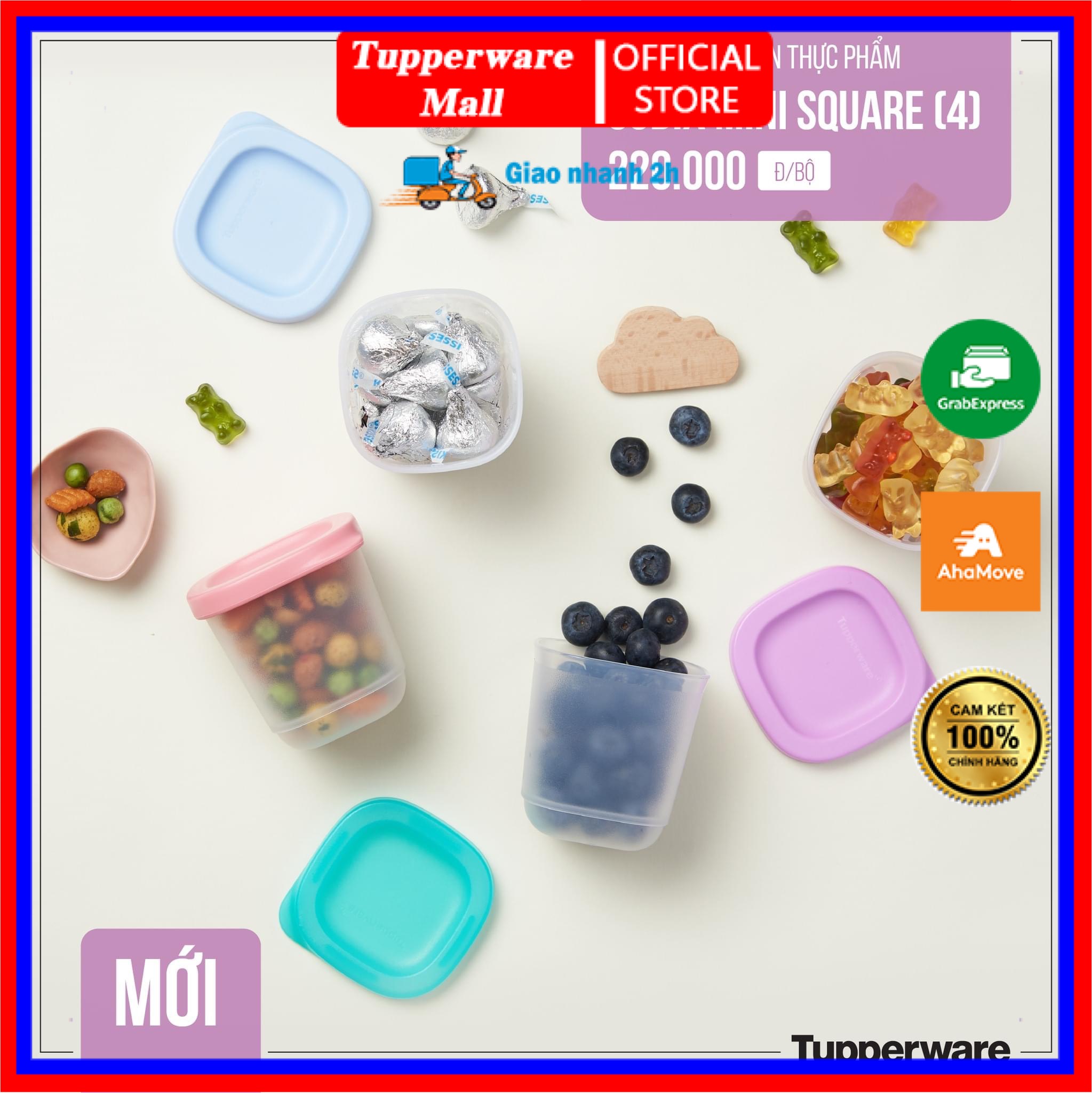 Bộ BQTP Tupperware Cubix Mini Square 210ml ( Set 4)