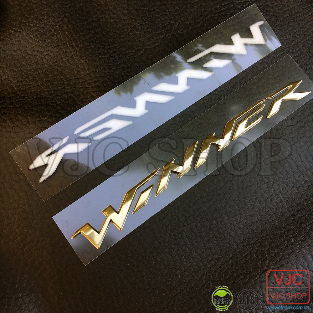 Cặp tem chữ nổi Winner các màu lựa chọn cho decal xe máy