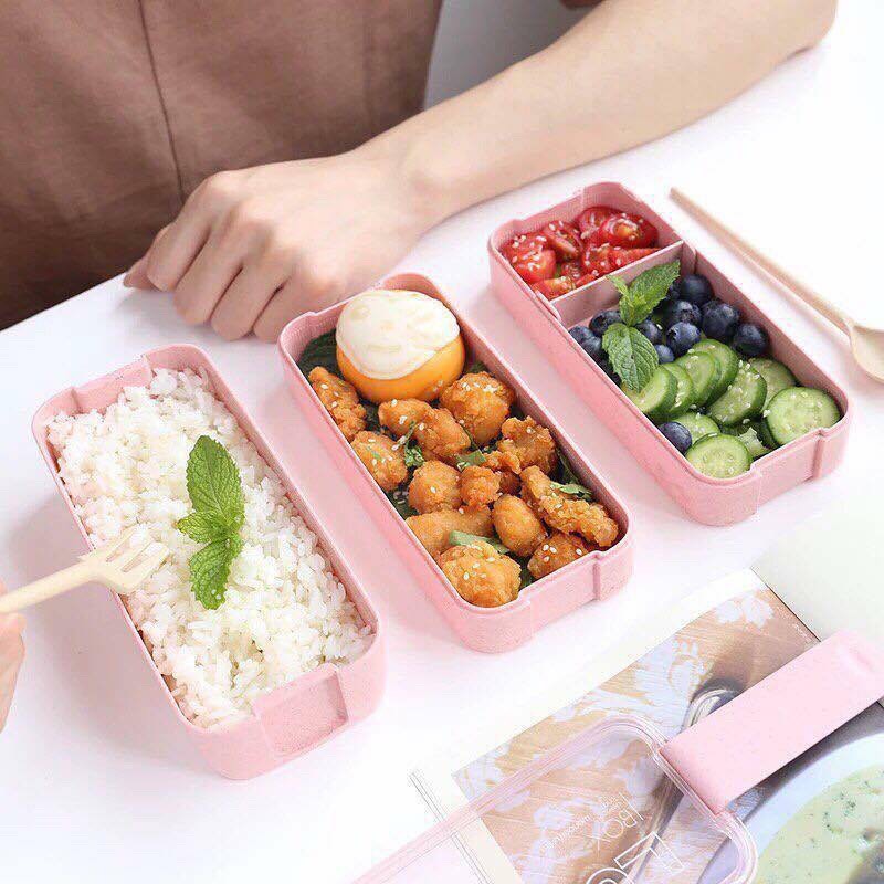 Hộp cơm 3 tầng nhựa lúa mạch Azuka