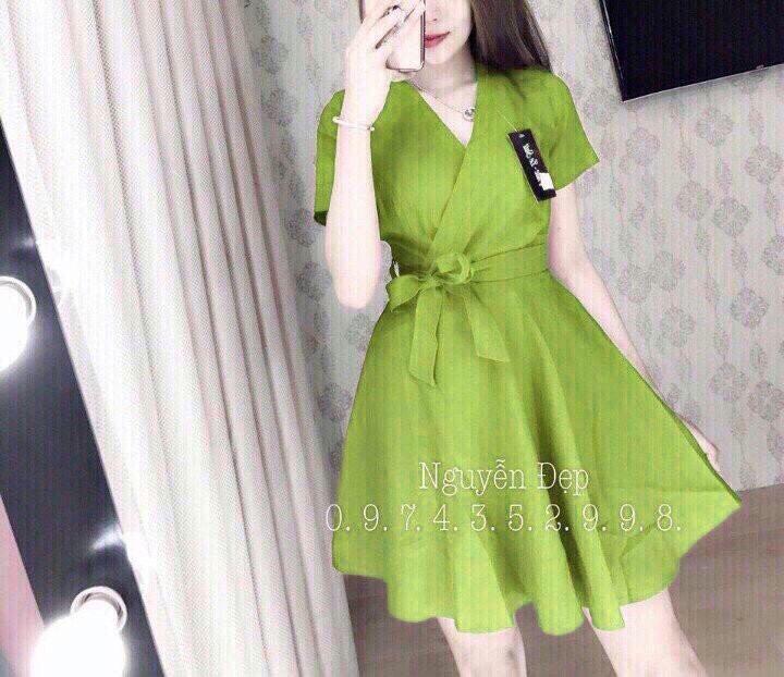 [HCM]Đầm váy ngắn  cột dây eo dễ thương . HL